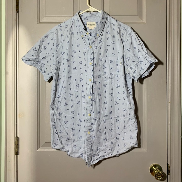 OBEY PROPAGANDA button up short sleeve blue cotton western shirt XL - Picture 1 of 4